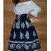 Suknica Biely folklór na tmavomodrej so šnurovačkou