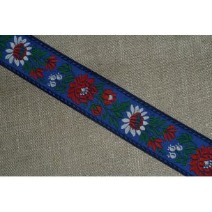 Krojová stuha modrá kvet 35 mm