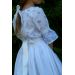 Košeľa dievčenská Bordúra folk modrá na bielej
