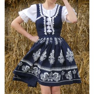 Suknica Biely folklór na tmavomodrej CD 61
