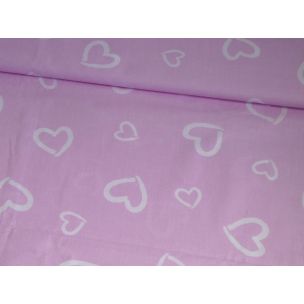 Biele srdcia na ružovej