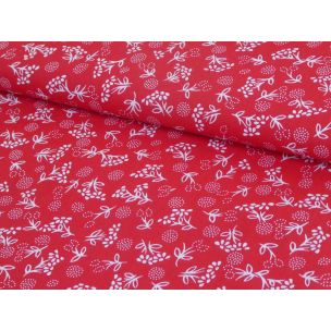 Biele kytičky na červenej