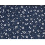 Biele kvietky s bodkou na modrej