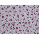 Bordové kvietky s bodkou na bielej