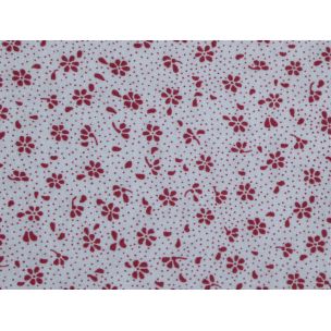 Bordové kvietky s bodkou na bielej