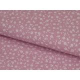 Biele kvietky s bodkou na staroružovej