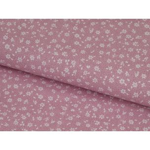 Biele kvietky s bodkou na staroružovej